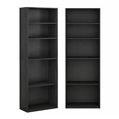 JAYA Book Shelf Set of 2, 5-Tier Bookshelf, with Adjustable Shelf, Black