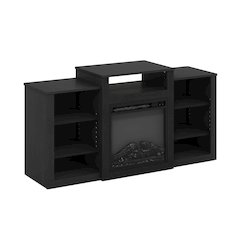 TV Console for TV up to 55 Inch with Fireplace, Dark Americano