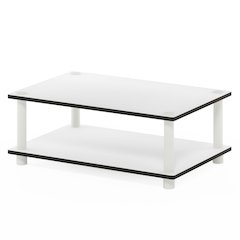 2-Tier Modern Coffee Table with Open Shelf, Plain White