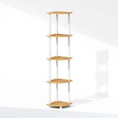 Corner Shelf, 5-Tier Corner Display Rack, Shelving Unit, Light Beech