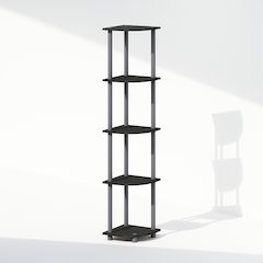 Corner Shelf, 5-Tier Corner Display Rack, Shelving Unit, Plain Black