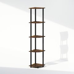 Corner Shelf, 5-Tier Corner Display Rack, Shelving Unit, Amber Oak