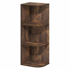 PASIR Book Shelf, 3-Tier Corner Bookshelf with Open Shelf, 9.3 x 12 x 31.5
