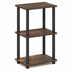 TURN-N-TUBE Storage Shelves, 3-Tier Open Frame Book Shelf, Standing Corner Shelf
