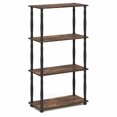 TURN-N-TUBE Storage Shelves, 4-Tier Open Frame Book Shelf, Standing Corner Shelf