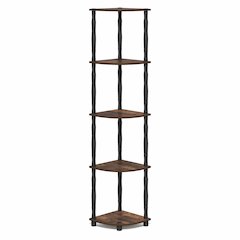 TURN-N-TUBE Storage Shelves, 5-Tier Corner Book Shelf, Standing Corner Shelf
