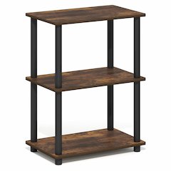 TURN-N-TUBE Storage Shelves, 3-Tier Open Frame Book Shelf, Standing Corner Shelf