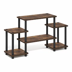 TURN-N-TUBE TV Stand, 6-Shelf Entertainment Center with Open Shelves, Open Back