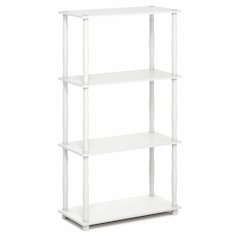 TURN-N-TUBE Storage Shelves, 4-Tier Open Frame Book Shelf, Standing Corner Shelf
