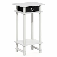 TURN-N-TUBE Side Table, 3-Tier Tall Narrow Modern End Table with Storage Bin