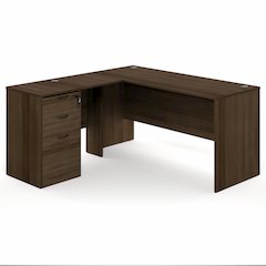 60 Inch L-Shaped Executive Desk with File Cabinet