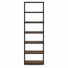 SIMPLISTIC Book Shelf, 7-Tier Bookshelf, Metal Frame Bookcases, Amber Pine