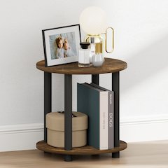 TURN-N-TUBE Nght Stand, 2-Tier Small Round, Amber Pine
