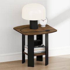 TIDUR Night Stand, 2-Tier Open Shelf Design, Columbia Walnut