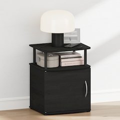 JAYA Night Stand with Door, Nightstand, Round Corner Bedside Table, Black