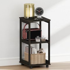 ROMAIN Nightstand, 2-Tier Tall Night Stand with Open Shelf, Espresso