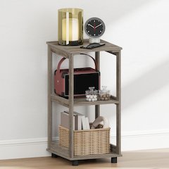 ROMAIN Nightstand, 2-Tier Tall Night Stand with Open Shelf, French Oak