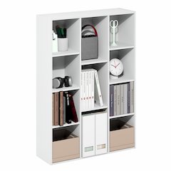 LUDER Book Shelf, 11-Cube Bookcase, Standing Bookshelf, Open Storage Shelf