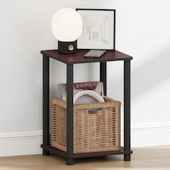 TURN-N-TUBE Night Stand, 2-Tier Open Shelf Design, Dark Cherry