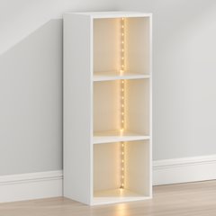 LUDER Book Shelf with LED Lights, 3-Cube LED Bookshelf, White