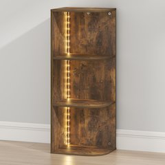 PASIR Book Shelf with LED Lights, 3-Tier Corner LED Bookshelf, Amber Pine