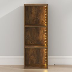 LUDER Book Shelf with LED Lights, 3-Cube LED Bookshelf, Amber Pine