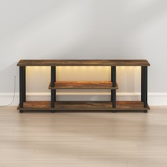 TURN-N-TUBE TV Stand with LED Lights, Amber Pine