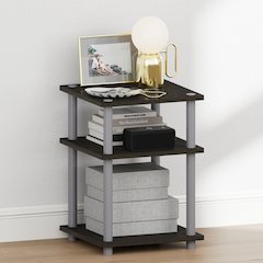 TURN-N-TUBE Night Stand, 3-Tier Nightstand, Open Shelves Bedside Table, Espresso
