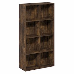 LUDER Book Shelf, 8-Cube Bookshelf, Bookcase with Open Shelves, Amber Pine