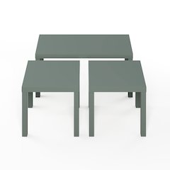 CLASSIC Living Room Table Set of 3, 1.8 Inch Thick Tabletop, Sage Green