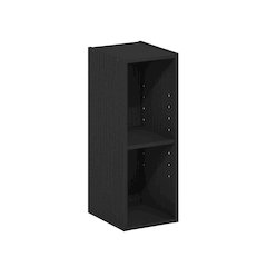 FULDA Book Shelf, 2-Tier Narrow Storage Cabinet, Blackwood
