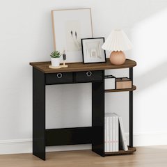 JAYA 32-Inch Rustic Brown Entryway Table with 2 Fabric Drawers, Columbia Walnut