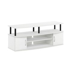 White/Black Large TV Stand with Spacious Storage for Entertainment Centers