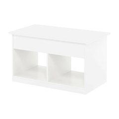 Solid White Lift Top Coffee Table with Storage and Durable Construction