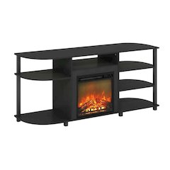 Entertainment Center Stand, Fireplace, TVs up to 55 Inch, Brown Finish