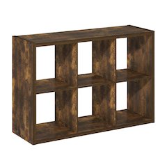 Wooden bookcase with spacious shelves for organized storage