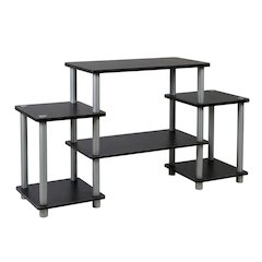 Black/Grey no tools entertainment center with modern design, sturdy construction