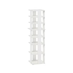 White 8-Tier Vertical Shoe Tower, Free Standing Space Saving Closet Organizer