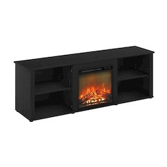 Wood TV Stand with Fireplace, Americano Finish, 70-Inch Wide