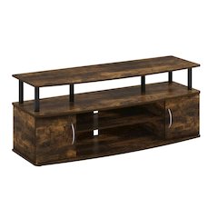 Black Amber Pine Large Entertainment Center with Spacious Storage