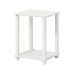 White Nightstand Set with Wooden Finish and Modern Design