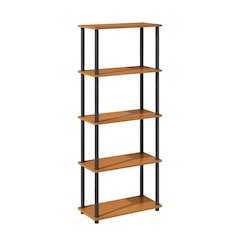 Wood Bookcase with Adjustable Shelves and Sturdy Construction