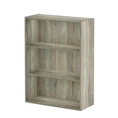 Wood Bookcase with Open Shelves in Sonoma Oak Finish