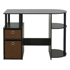 Espresso Study Desk with Bin Drawers and Modern Design for Home Office