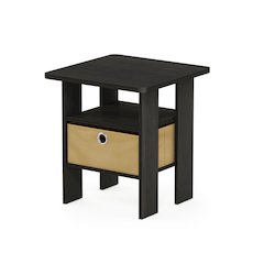 TIDUR Night Stand, Open Shelf, Storage Bin, Espresso