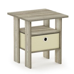 TIDUR Night Stand, Open Shelf, Storage Bin, Sonoma Oak
