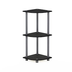 Turn-N-Tube 3-Tier Corner Shelf, Toolless Assembly, Black