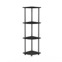Turn-N-Tube 4-Tier Corner Shelf, Toolless Assembly, Black