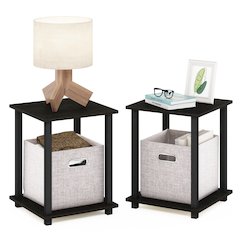 SIMPLISTIC Night Stand Set of 2, Bedside Table, Espresso