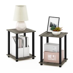 SIMPLISTIC Night Stand Set of 2, 2-Tier, Easy Assembly, French Oak